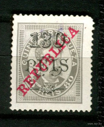 Португальские колонии - Гвинея - 1915 - Надпечатка REPUBLICA 130REIS на 80R - [Mi.155C] - 1 марка. Гашеная.  (Лот 86BG)