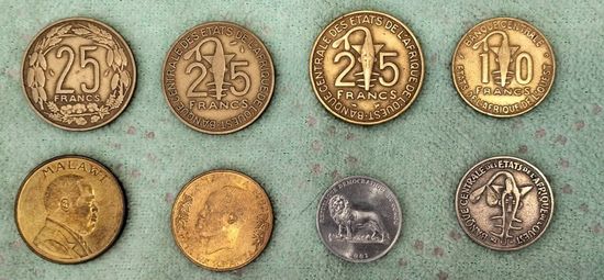 Сборный лот "Африка" - с 1 рубля, без МЦ, 8 монет