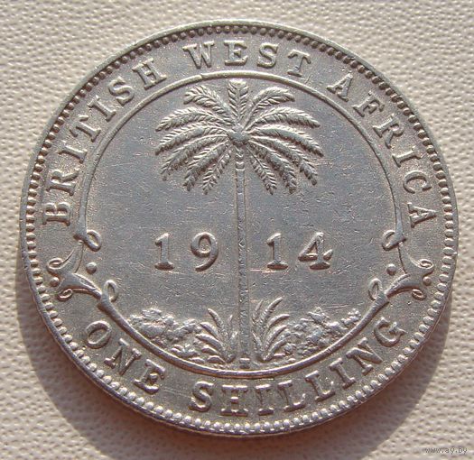 Британская Западная Африка. 1 шиллинг 1914 год  KM#12  "Георг V" Серебро!!!