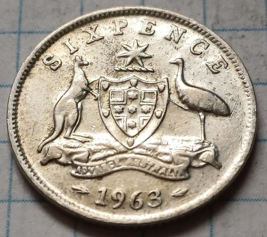 Австралия 6 пенсов, 1963      ( 2-5-8 )