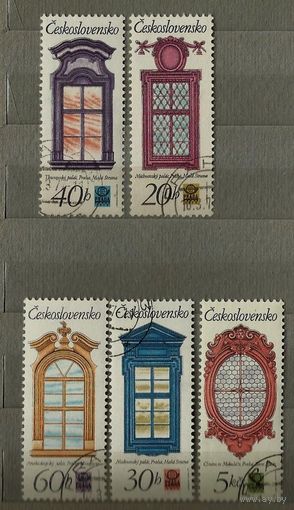 Чехословакия 1977 Окна Исторической Праги Витражи Полная серия из 5 марок