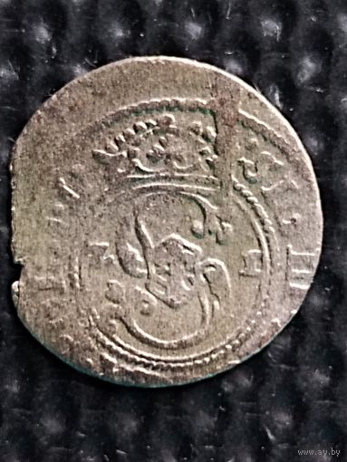 Ливония 1 солидус 1621 г. (1581-1629) Сигизмунд III. В надписи "... REX PO D L". МД-Рига, без мц.