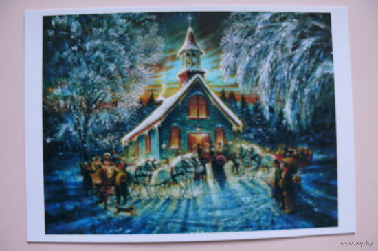 Современная открытка, Stewart Sherwood, зима; дети.