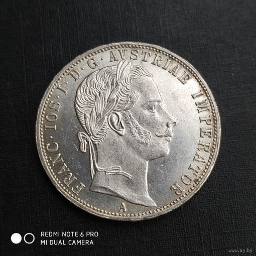1 флорин 1860 г. Франц Иосиф l. Серебро 0.900 Отличное коллекционное состояние.