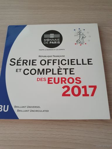 Официальный набор монет евро Франция регулярного чекана (8 монет) 2017 года в буклете.