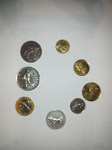 Монеты Франция, сборный лот 8шт.