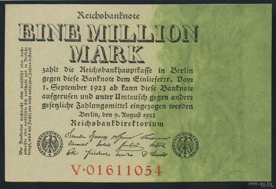 Германия. 1 Миллион Марок 1923 года P101 UNC