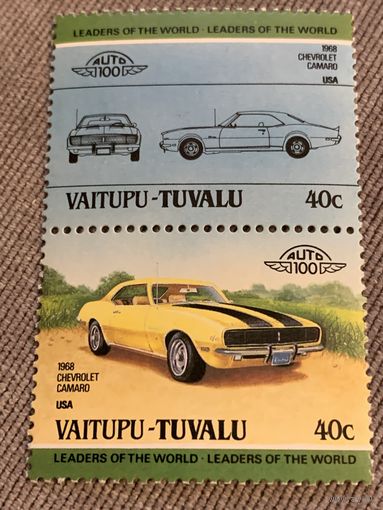 Тувалу. Автомобили мира. Chevrolet Camaro 1968. Марка из серии