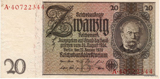 Германия, 20 марок, 1929 г.