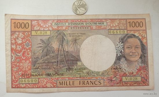 Werty71 Французская Полинезия 1000 франков 1992 Французские Тихоокеанские Территории банкнота