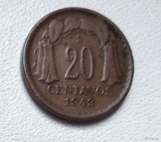 Чили 20 сентаво, 1943 6-3-18