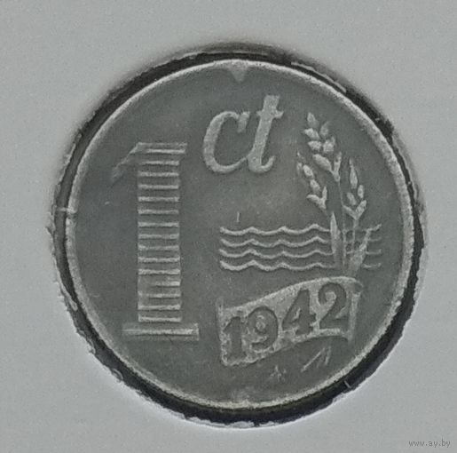 Нидерланды 1 цент 1942 г. В холдере