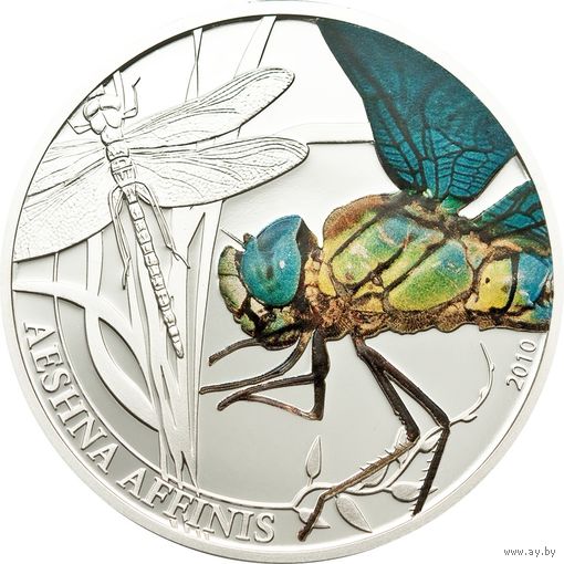 Палау 2 доллара 2010г. "Мир насекомых. Стрекоза". Монета в капсуле; подарочном футляре; номерной сертификат; коробка. СЕРЕБРО 15,5гр.