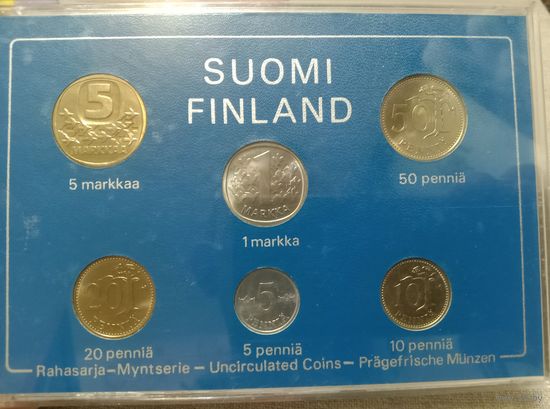 Годовой набор монет Финляндии, 1982 год. В заводском боксе (не вскрывался). Распродажа коллекции!