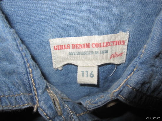 Джинсовая рубашка для девочки, р.116-122