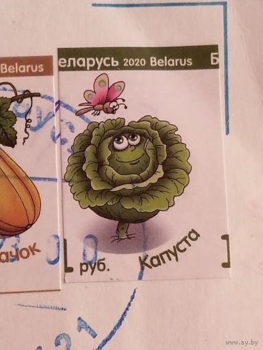 Беларусь разновидность марки в 1 рубль на вырезке искажение изображения, сдвиг просечки флора (4-8)
