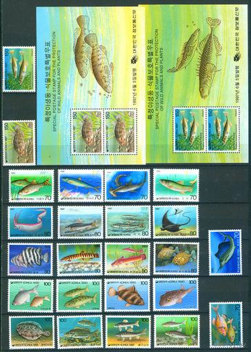 Корея Рыбы 1985-1997 24м 2 бл. MNH **