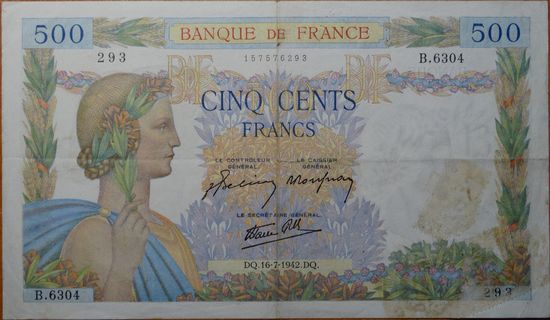 500 франков 1942 г. Р95b