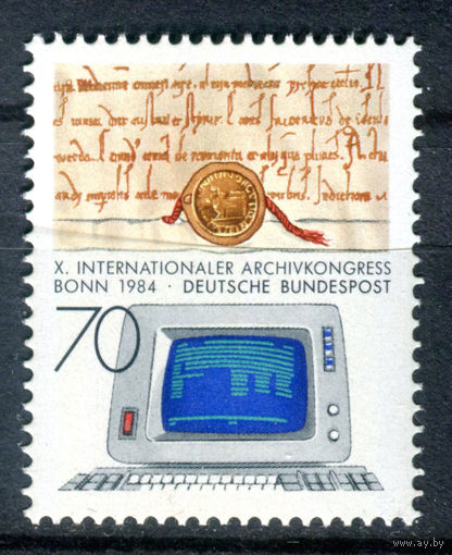 Германия (ФРГ) - 1984г. - Международный конгресс посвящённый хранению архивов - полная серия, MNH с полосами на клее [Mi 1224] - 1 марка