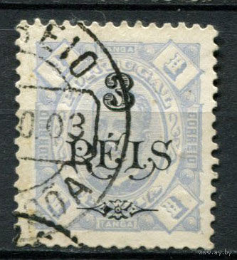 Португальские колонии - Индия - 1902 - Надпечатка нового номинала 3R на 1T - (перф. 11 1/2) - [Mi.195A] - 1 марка. Гашеная.  (Лот 115BG)
