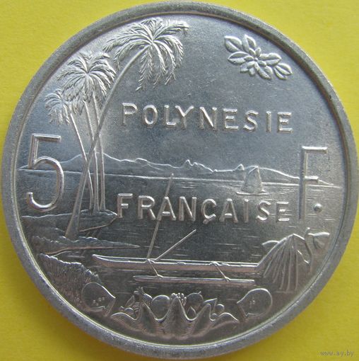 1к Французкая Полинезия 5 франков 1965 ТОРГ уместен  В ХОЛДЕРЕ распродажа коллекции