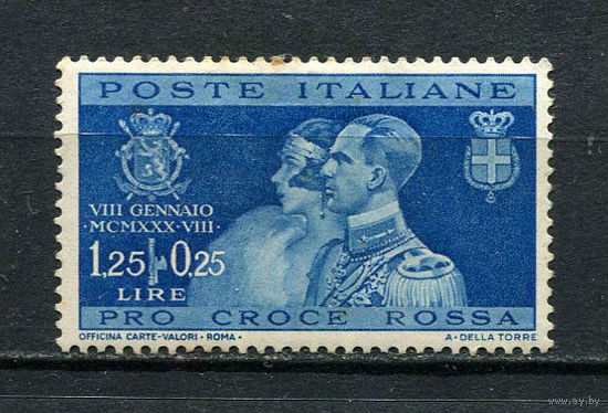Королевство Италия - 1930 - Свадьба принца Умберто и Марии Жозе 1,25L+0,25L - (пятна на клее) - [Mi.327] - 1 марка. MH.  (Лот 44DR)