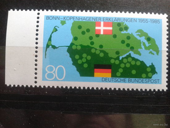 ФРГ 1985 Карта, флаги Дании и Германии Михель-2,4 евро