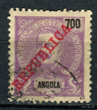 Португальские колонии - Ангола - 1911 - Надпечатка REPUBLICA на 700R - [Mi.102] - 1 марка. Гашеная.  (Лот 127AO)