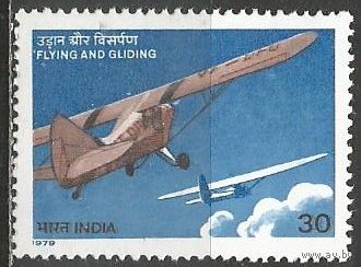 Индия. Авиационный спорт. Самолёт и планер. 1979г. Mi#806.