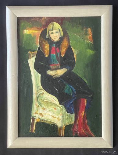 Щемелев Л.Д "Студентка", 1980г.К/М. 56х41,5см.