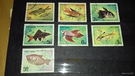 Вьетнам 1984 Фауна Рыбы полная серия 7 марок