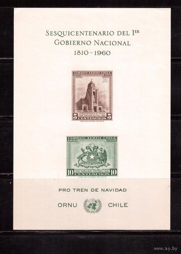 Чили-1960, (Мих.Бл.(580-581)) , ** ,кв.бл.,   Герб, Архитектура