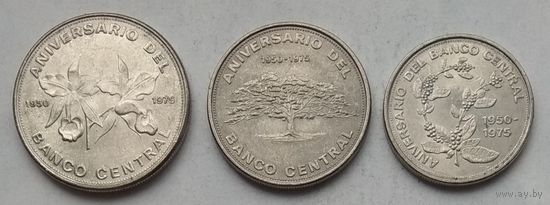 Коста-Рика 5, 10, 20 колонов 1975 г. 25 лет Центральному Банку. Комплект