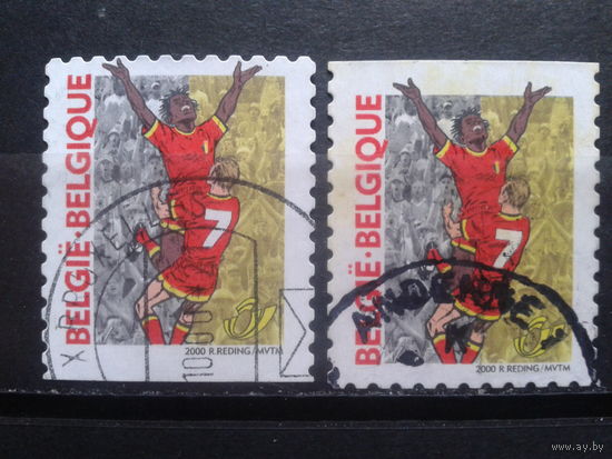 Бельгия 2000 Футбол, марки из буклета, обрезы сверху и снизу Михель-1,6 евро гаш