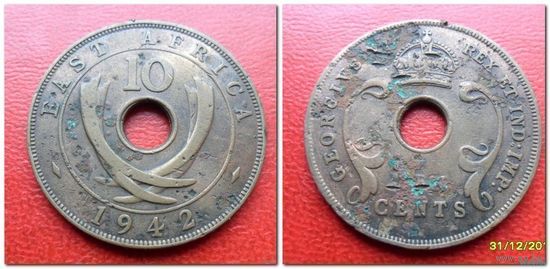 Британская Восточная Африка 10 центов 1942 года - из коллекции.