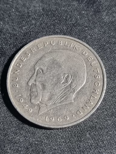 Германия  2 марки 1975 J Конрад Аденауэр
