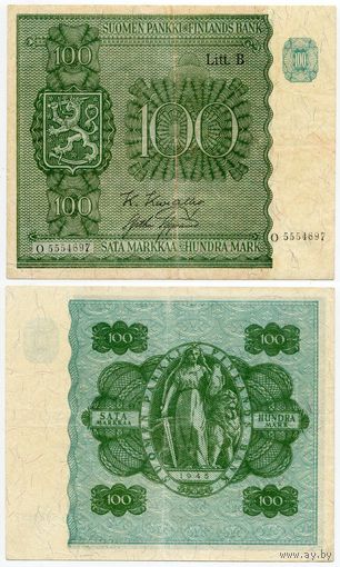 Финляндия. 100 марок (образца 1945 года, P88)