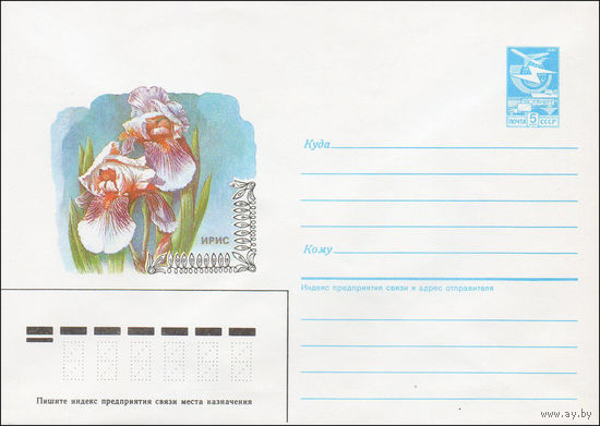 Художественный маркированный конверт СССР N 87-51 (06.02.1987) Ирис