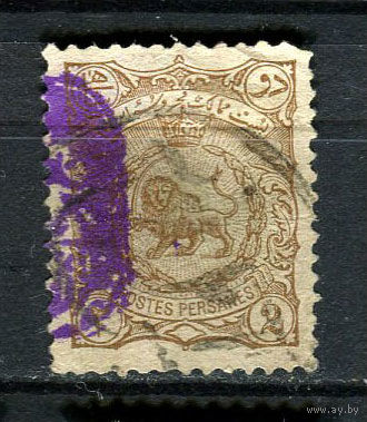 Персия (Иран) - 1899 - Герб 2Ch с надпечаткой  - (есть тонкое место) - [Mi.95 III] - 1 марка. Гашеная.  (LOT T49)