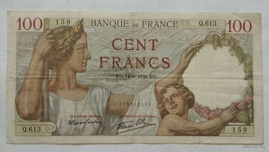 Франция 100 франков 1939 г.