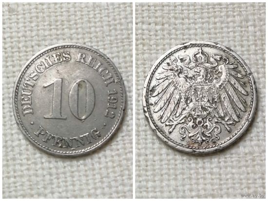 Германия 10 пфеннигов 1912 D