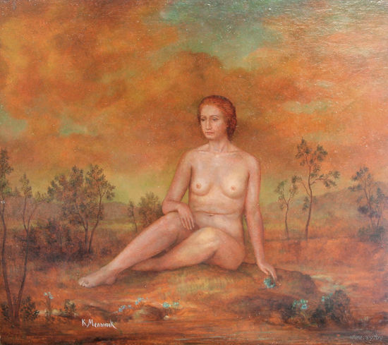 Картина "Женщина на берегу озера"