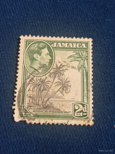 Британская Ямайка 1938 года. Пальмы в бухте Колумба.
