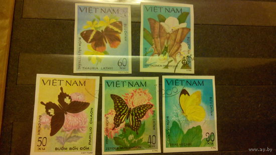 Бабочки, насекомые, марки, фауна, флора, цветы, Вьетнам, 1983, б/з