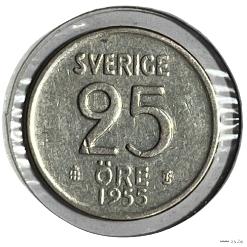 Швеция 25 эре, 1955 серебро (холдер)