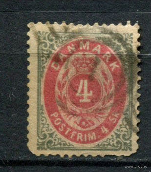Дания - 1870/1871 - Цифры 4S - [Mi.18 I A] - 1 марка. Гашеная.  (Лот 23BE)