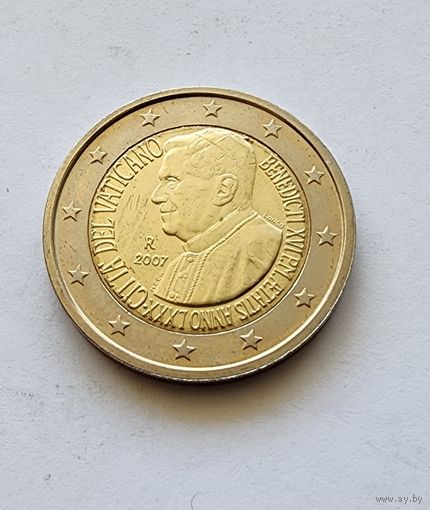 Ватикан 2 евро, 2007 80 лет со дня рождения Папы Римского Бенедикта XVI UNC  без буклет