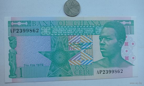 Werty71 Гана 1 седи 1979 UNC банкнота