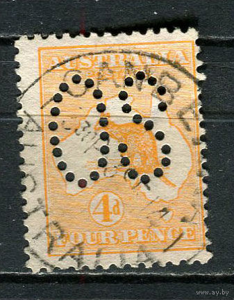 Австралия - 1913 - Кенгуру 4Р. Dienstmarken - [Mi.6Iad] - 1 марка. Гашеная.  (Лот 23EV)-T25P1