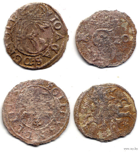 Лот из 2-х монет: двуденар 1620, шеляг 1652, Вильно